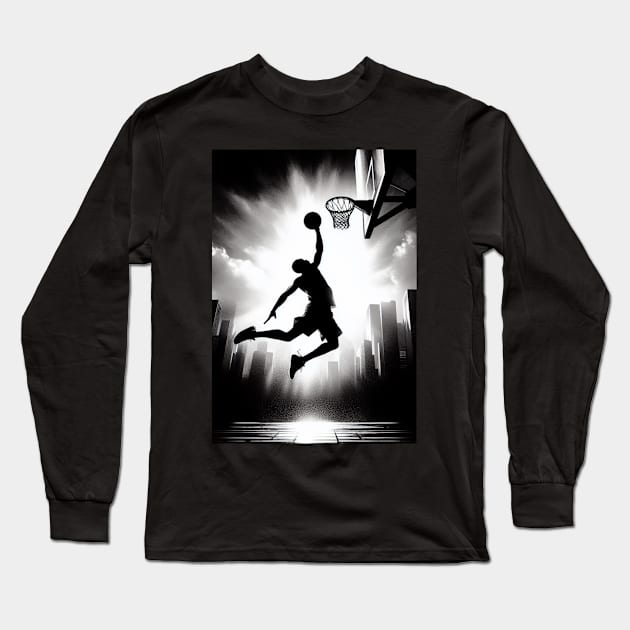 Basketball player going to the basket Long Sleeve T-Shirt by Print Forge